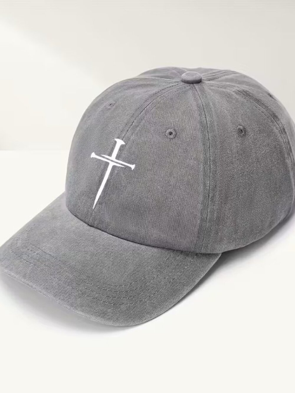 Gray Christian Cross Sword Hat Jesus Faith Religious Baseball Cap Dad Hat Gift
